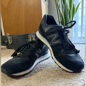 Women’s New Balance 574 Sneakers - Black & Metallic Black